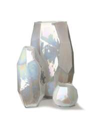 POLSPOTTEN Large White Graphic Luster Vase - thumbnail 3