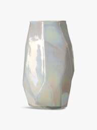 POLSPOTTEN Large White Graphic Luster Vase