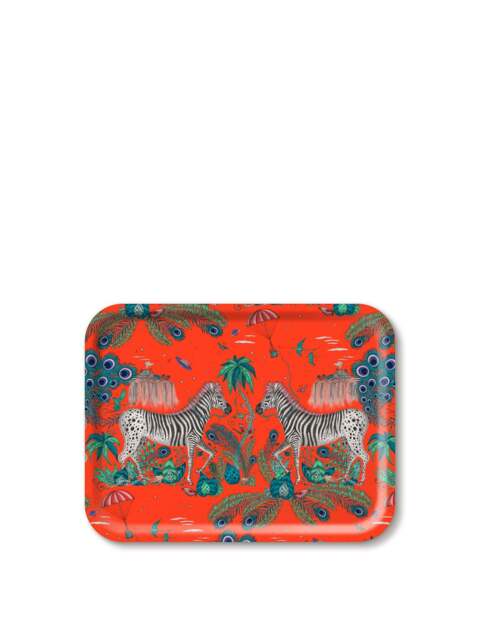 Jamida Lost World Rectangular Tray in Red, Size 43x33cm