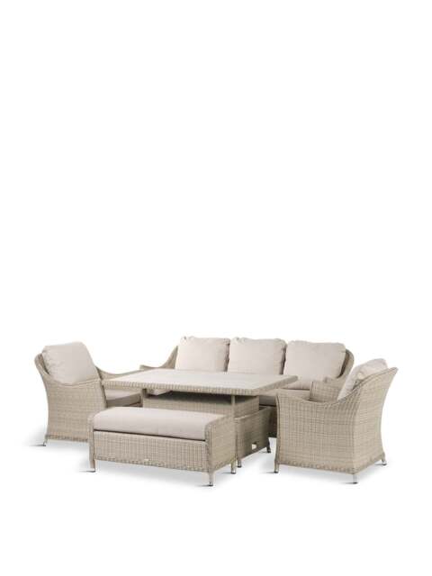 Bramblecrest Monterey Rattan 3-Seater Sofa, 2 Armchairs, Dual Height Rectangle Table & Bench