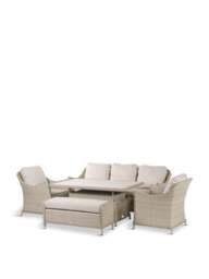 Bramblecrest Monterey Rattan 3-Seater Sofa, 2 Armchairs, Dual Height Rectangle Table & Bench