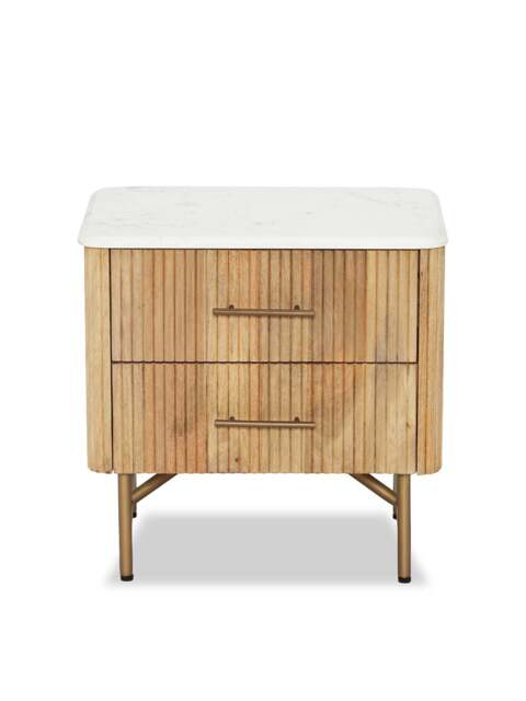 Barker and Stonehouse Fuji Mango Wood Marble Top Bedside Table in Neutral - image 1