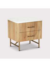 Barker and Stonehouse Fuji Mango Wood Marble Top Bedside Table in Neutral - thumbnail 2