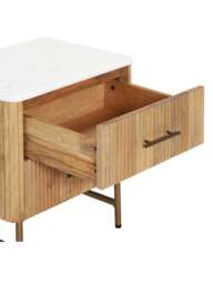 Barker and Stonehouse Fuji Mango Wood Marble Top Bedside Table in Neutral - thumbnail 3