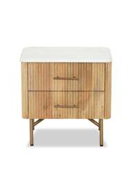 Barker and Stonehouse Fuji Mango Wood Marble Top Bedside Table in Neutral - thumbnail 1