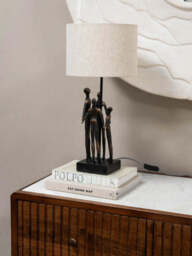 Libra Interiors Family Sculpture Lamp With Shade in Bronze, Size 49x25x25 - thumbnail 2