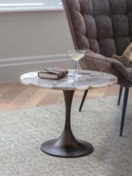 Libra Interiors Bosworth Smokey Quartz Side Table 60Cm in Grey, Size 47x60x60 - thumbnail 2