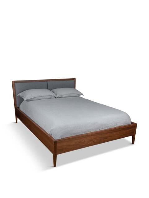 Heal's Lars King Bed / Walnut in Grey, Size 161x215x99