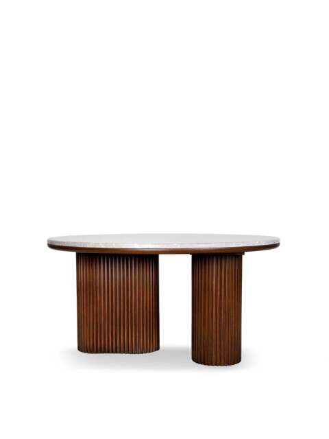 Libra Interiors Whitwell Round Coffee Table in Grey/Brown, Size H45xW90xD9 - image 1