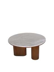 Libra Interiors Whitwell Round Coffee Table in Grey/Brown, Size H45xW90xD9 - thumbnail 2