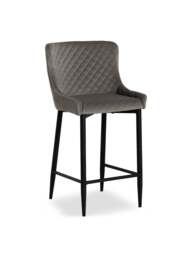 Barker and Stonehouse Rivington Velvet Quilted Counter Stool in Grey - thumbnail 2