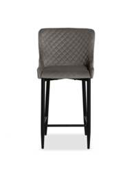 Barker and Stonehouse Rivington Velvet Quilted Counter Stool in Grey - thumbnail 1