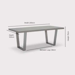 Barker and Stonehouse Halmstad Concrete Effect Dining Table, Seats 4-6 in Grey, Size 200cm - thumbnail 2
