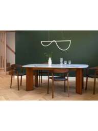 Heal's Riga Dining Table White in Walnut/White, Ceramic, Size 75x202x104 - thumbnail 3