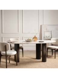 Barker and Stonehouse Nord Marble Effect Dining Table in White - thumbnail 2