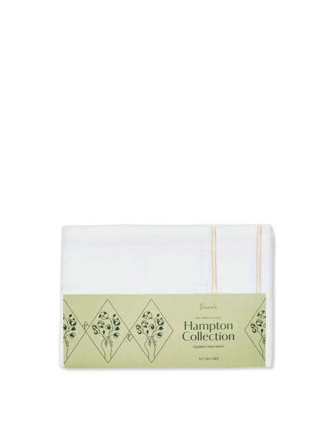 Fenwick at Home Hampton Oxford Pillowcase White in White/Beige, Cotton/Linen, Size Standard