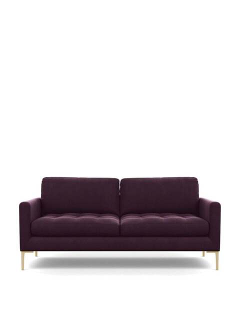Heal's Heal’s Eton 3-Seater Sofa Velvet Grape Brass Feet in Purple, Cotton