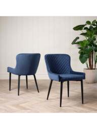 Barker and Stonehouse Rivington Velvet Dining Chair in Blue - thumbnail 2