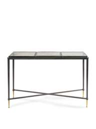 Libra Interiors Stella Square Glass Console Table in Gilded Oak Wood
