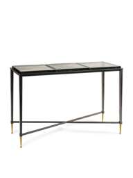 Libra Interiors Stella Square Glass Console Table in Gilded Oak Wood - thumbnail 2