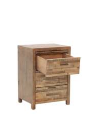 Barker and Stonehouse Charlie Reclaimed Wood 3 Drawer Bedside Table in Reclaimed Oakland Finish - thumbnail 3