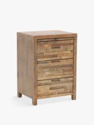 Barker and Stonehouse Charlie Reclaimed Wood 3 Drawer Bedside Table in Reclaimed Oakland Finish