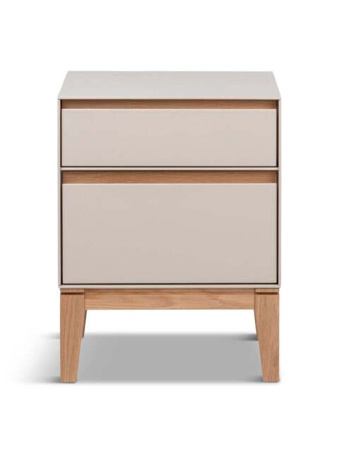 Heal's Lars Bedside Table Cashmere And Oak in White, Size 40x35x52 - image 1