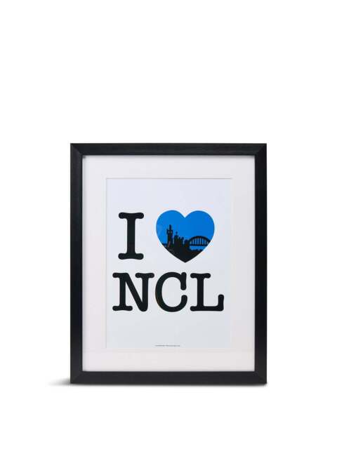 Lines Behind I Love Ncl Framed Art Print A3, Wood/Metal
