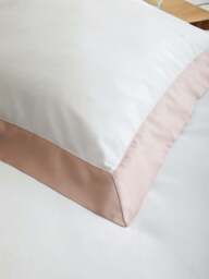Fenwick at Home Tyne Collection Square Oxford Pillowcase Pink in White/Blush, Cotton/Linen, Size Sq. Oxford - thumbnail 2