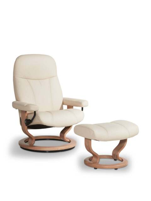 Barker and Stonehouse Consul Medium Classic Chair And Footstool, Cream in Neutral - image 1
