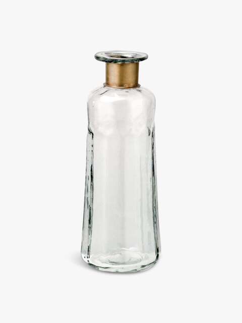 Nkuku Chara Large Hammered Bottle Decorative in Brass - image 1