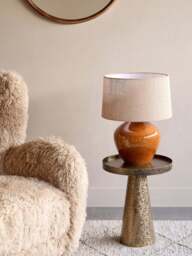 Libra Interiors Aubrey Terracotta Ceramic Lamp With Hessian Shade Large E27 60W in Brown, Wood/Metal - thumbnail 2