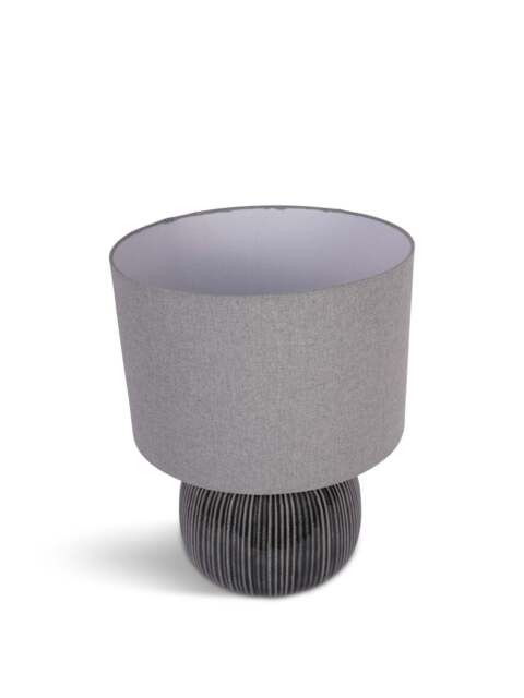 Libra Interiors Bruno Ceramic Table Lamp Charcoal With Shade E27 60W in Black, Wood/Metal - image 1