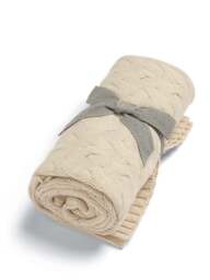 Mamas & Papas Knitted Duckling Print Cable Blanket in Cream, Cotton - thumbnail 3