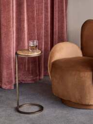 Libra Interiors Iota Accent Table Frame in Forest Brown Marble Smoked Gold, Wood/Metal - thumbnail 2