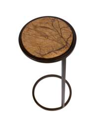 Libra Interiors Iota Accent Table Frame in Forest Brown Marble Smoked Gold, Wood/Metal - thumbnail 3