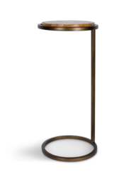 Libra Interiors Iota Accent Table Frame in Forest Brown Marble Smoked Gold, Wood/Metal - thumbnail 1
