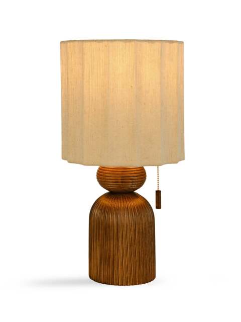 Heal's Armitage Table Lamp Walnut in Dark Wood, Linen - image 1