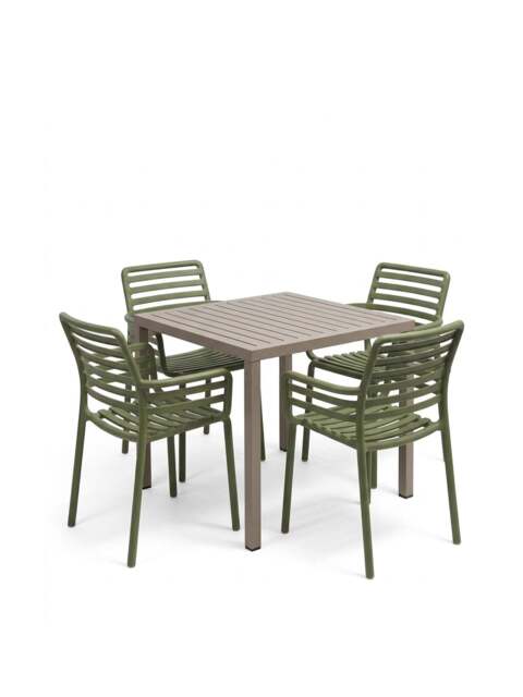 Nardi Cube Tortora Table & 4 Doga Agave Armchairs