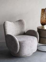 Libra Interiors Casa Upholstered Swivel Chair in Mink, Size 82x65x80 - thumbnail 3