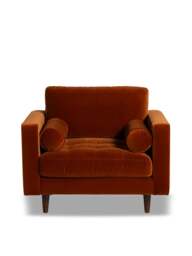 Barker and Stonehouse Hemingway Burnt Velvet Armchair in Orange - thumbnail 1