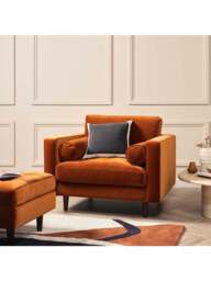 Barker and Stonehouse Hemingway Burnt Velvet Armchair in Orange - thumbnail 2