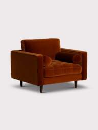 Barker and Stonehouse Hemingway Burnt Velvet Armchair in Orange - thumbnail 4