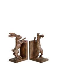 Libra Interiors Hurrell Rustic Standing Hare Bookends Brown - thumbnail 2