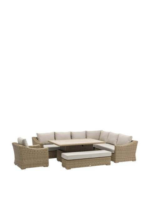 Bramblecrest Fairford 10+ Seater Rattan L-Shape Sofa Set With Dual Height Table, Bench & Armchair - image 1