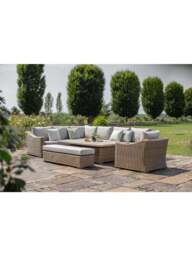 Bramblecrest Fairford 10+ Seater Rattan L-Shape Sofa Set With Dual Height Table, Bench & Armchair - thumbnail 3