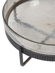 Libra Interiors Beresford Glass Platter On Stand in Gilded Oak Wood Copper Brown Luster, Wood/Metal - thumbnail 3