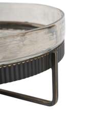 Libra Interiors Beresford Glass Platter On Stand in Gilded Oak Wood Copper Brown Luster, Wood/Metal - thumbnail 4