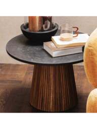 Barker and Stonehouse Trinidad Reclaimed Teak Wood Medium Round Coffee Table in Brown - thumbnail 2