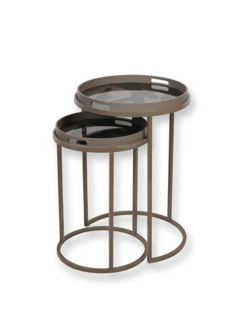 Libra Interiors Impasto Brushstroke (Set Of 2) Side Tray Tables Taupe, Size 68x47x47 - image 1